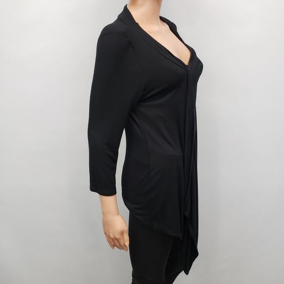 White House Black Market 2-Fer Layered Top Cardigan 2 in 1 Drapey Black M - Picture 6 of 10